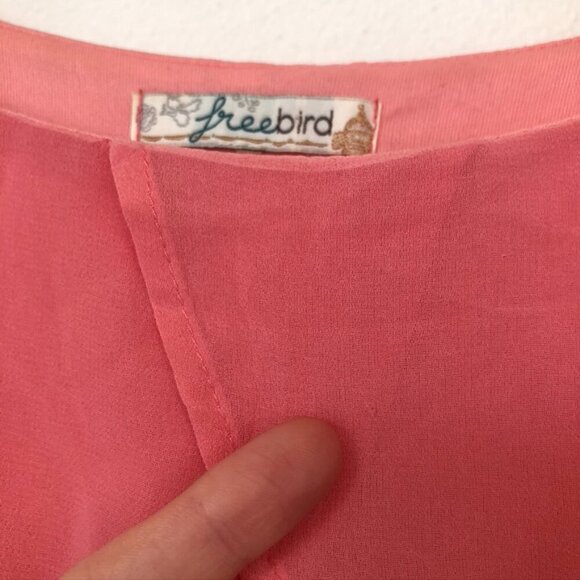 FREEBIRD Pink Boho Flounce Trim Party Wedding Guest Mini Dress Small / Medium ?? - Picture 8 of 14